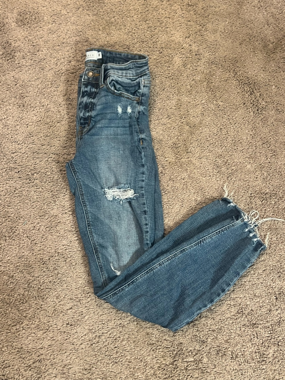 Oasis Distressed Blue Cropped Ankle Jeans
